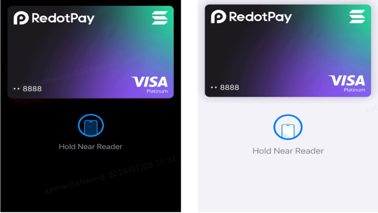 RedotPay Solana����Apple Pay�̳�,�ֻ���Ļ��ʾApple Wallet���ӿ�Ƭ������RedotPay����Ϣ