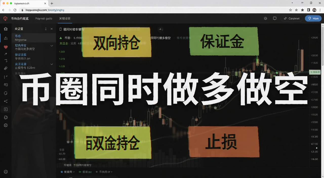 币圈合约双向持仓模式设置界面,关键词包含“币圈同时做多做空”核心关键字,图中用“双向持仓”“保证金”“止损”号来注明