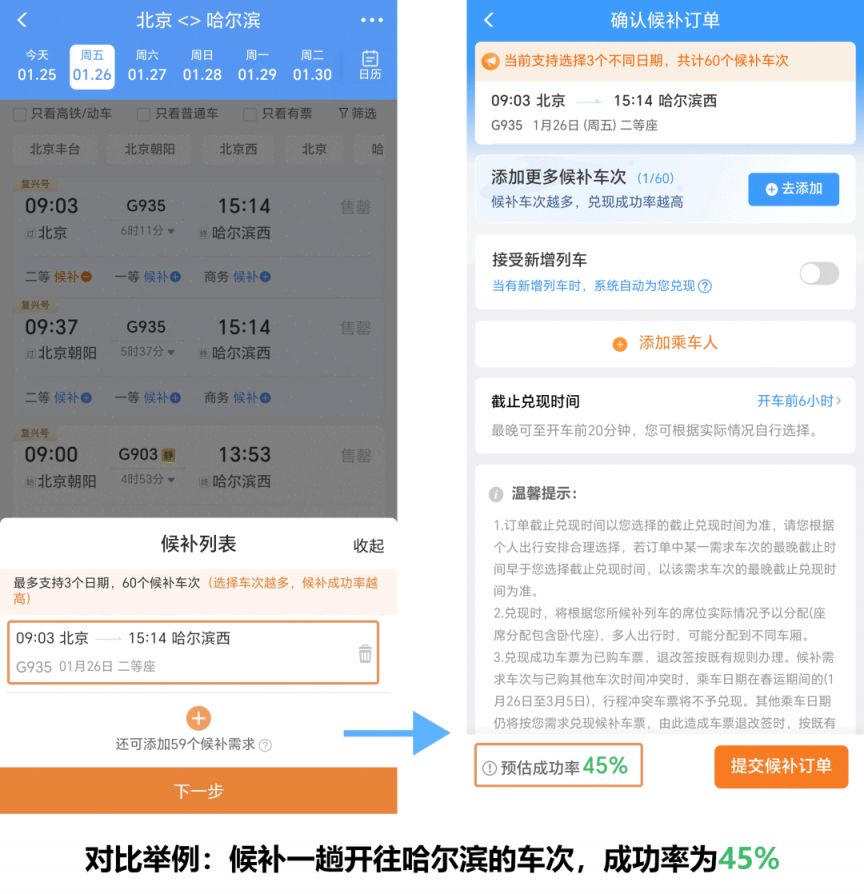 铁路火车订票出行 12306候补购票技巧配图