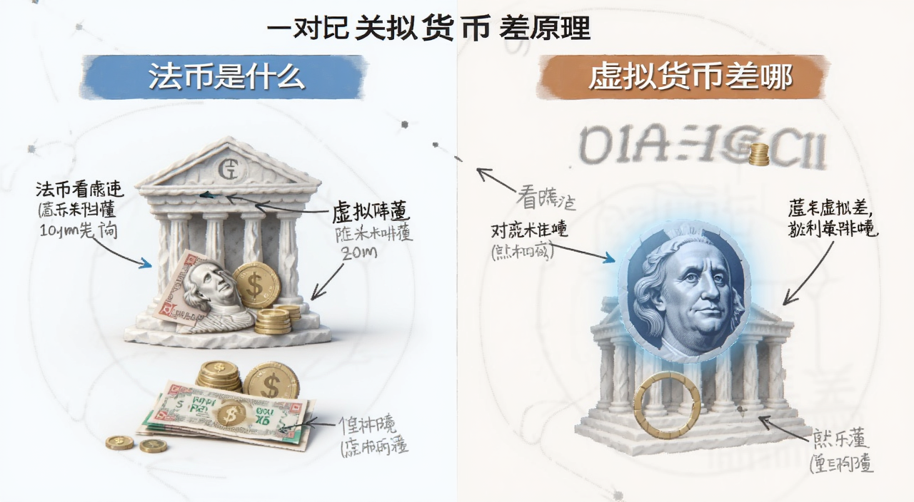 法币是什么 跟虚拟货币差在哪 一篇看懂关键原理 配图 文字标注 法币与虚拟货币对比
