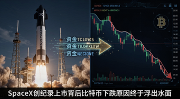 SpaceX�����������ر�K��ͬ��Ĳƾ�����ͼ,���������SpaceX�ǽ�����,�Ҳ��Ǳ��رҼ۸��µ�����,�м����ʽ������ͷ����,�ײ���עSpaceX����¼���б�����ر��µ�ԭ�����ڸ���ˮ��,������ƫ�Ƽ��ƾ���Ѷ��ͼ
