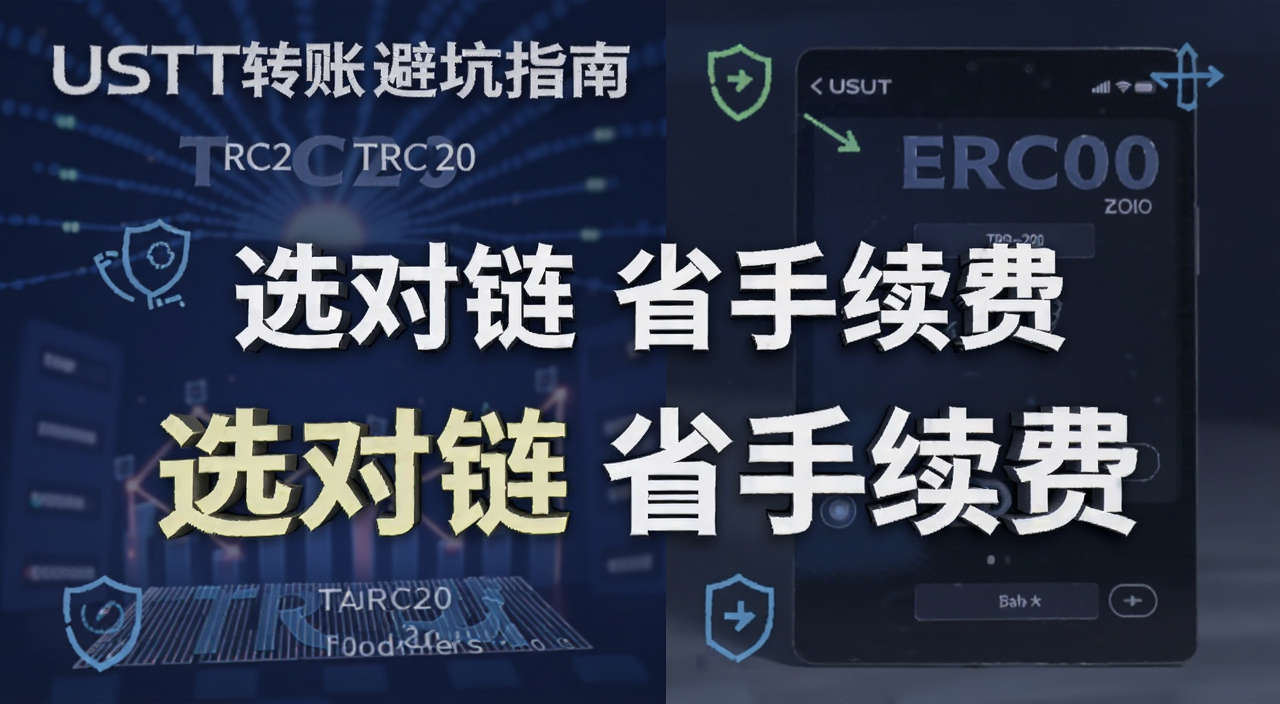 USDT转账避坑指南 TRC20和ERC20区别解析 配图 文字标注“选对链省手续费”