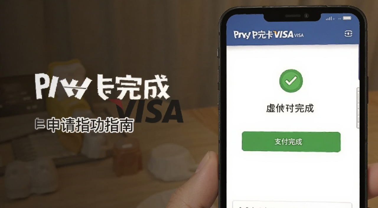 PokePay虚拟VISA卡申请指南 展示支付成功页面 文字标注“支付完成”