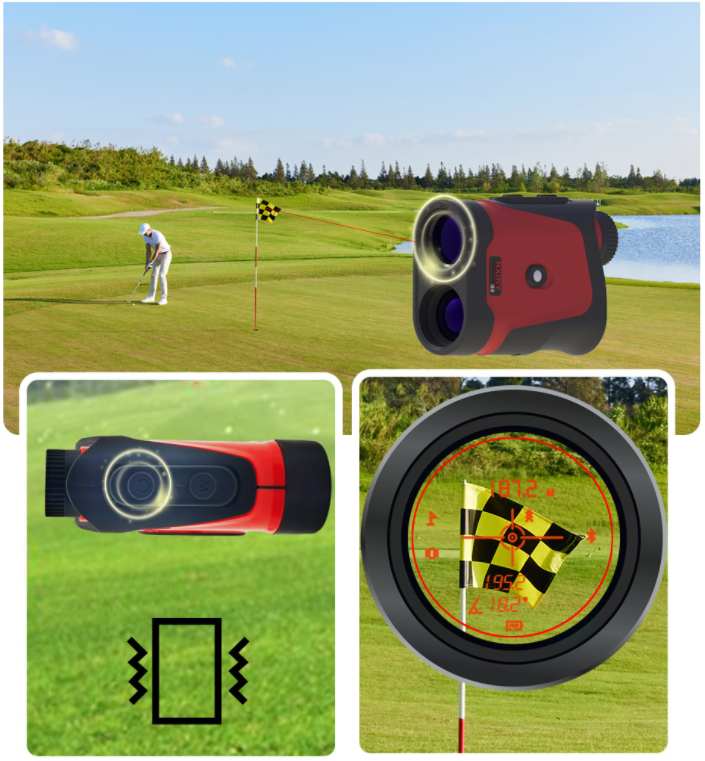 NEXQUB Golf 测距仪屏幕显示与球场障碍区判断