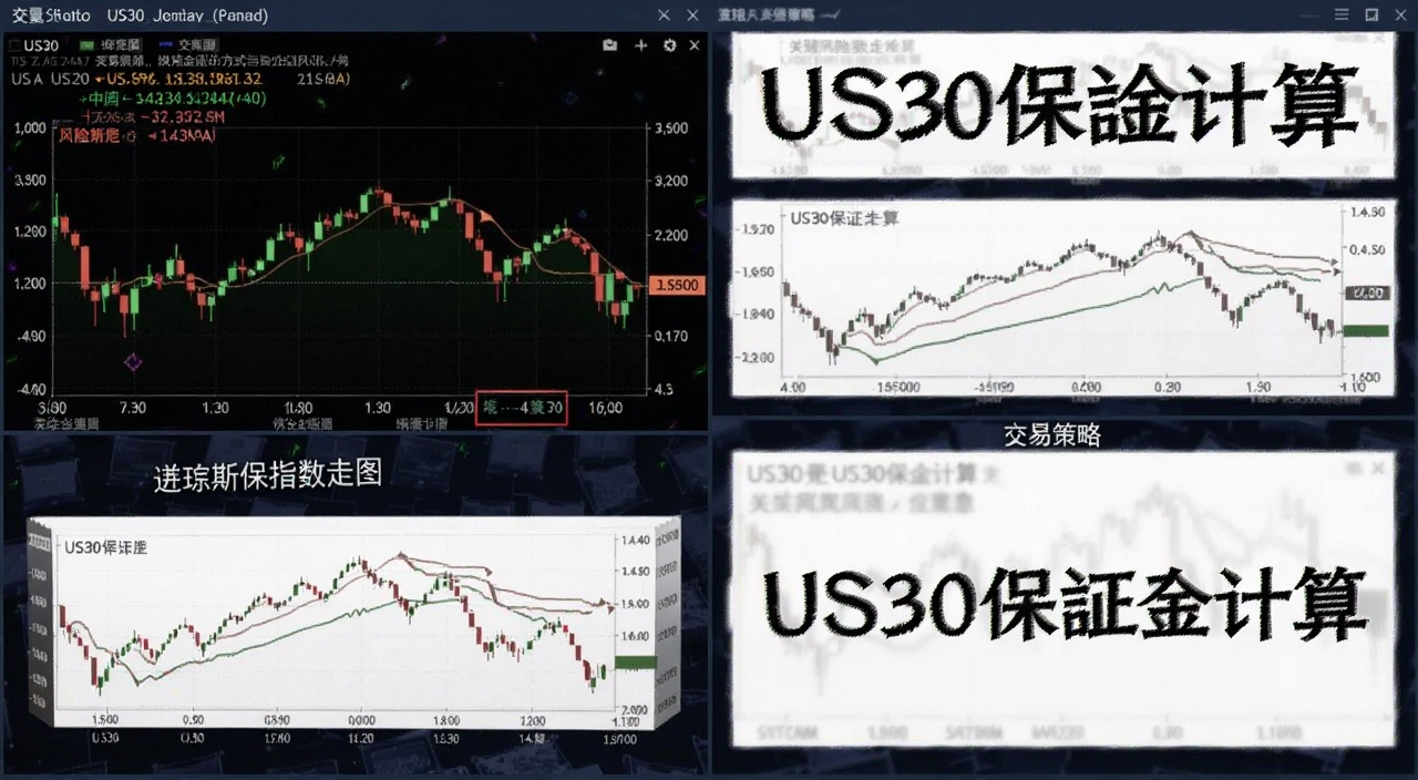 US30是什么?深入解析交易策略、交易机制、保证金计算方式与关键风险注意事项 道琼斯指数走势图 文字注明“US30保证金计算”