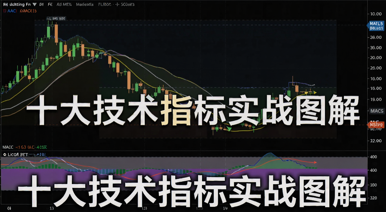 ���ر�K��ͼ��MACD RSI���ִ�쳲�����ָ�����չʾͼ,ͼ�б�ע�������ͳ���������,�����֡�ʮ����ָ��ʵսͼ�⡱