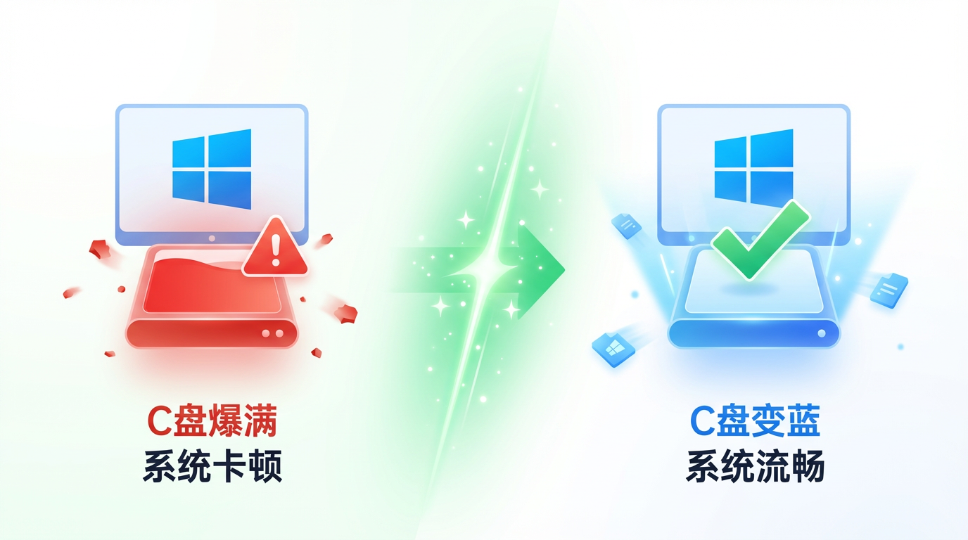风云C盘清理大师清理前后C盘空间对比效果