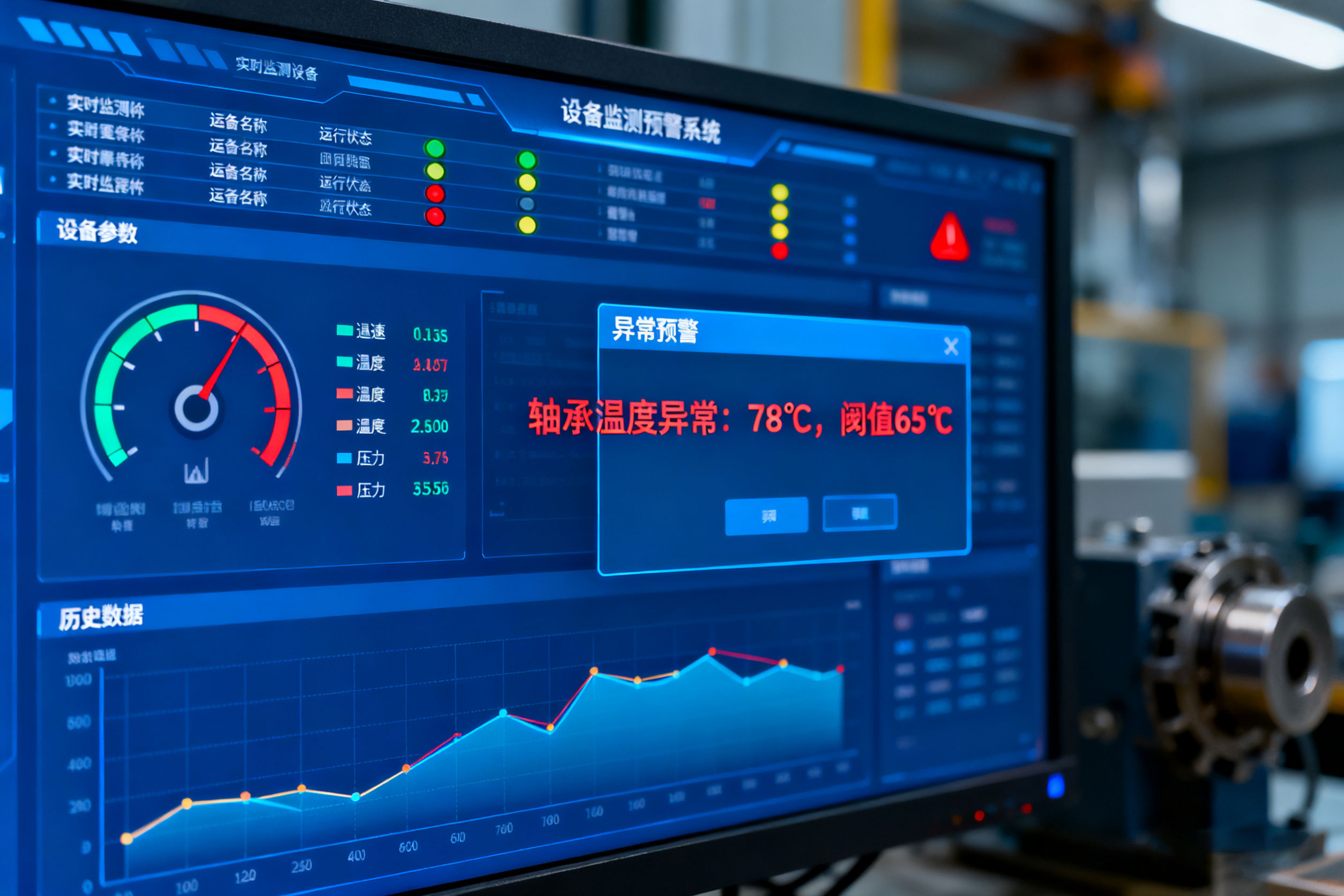 Ronds智能监测系统实时报警与数据曲线界面截图