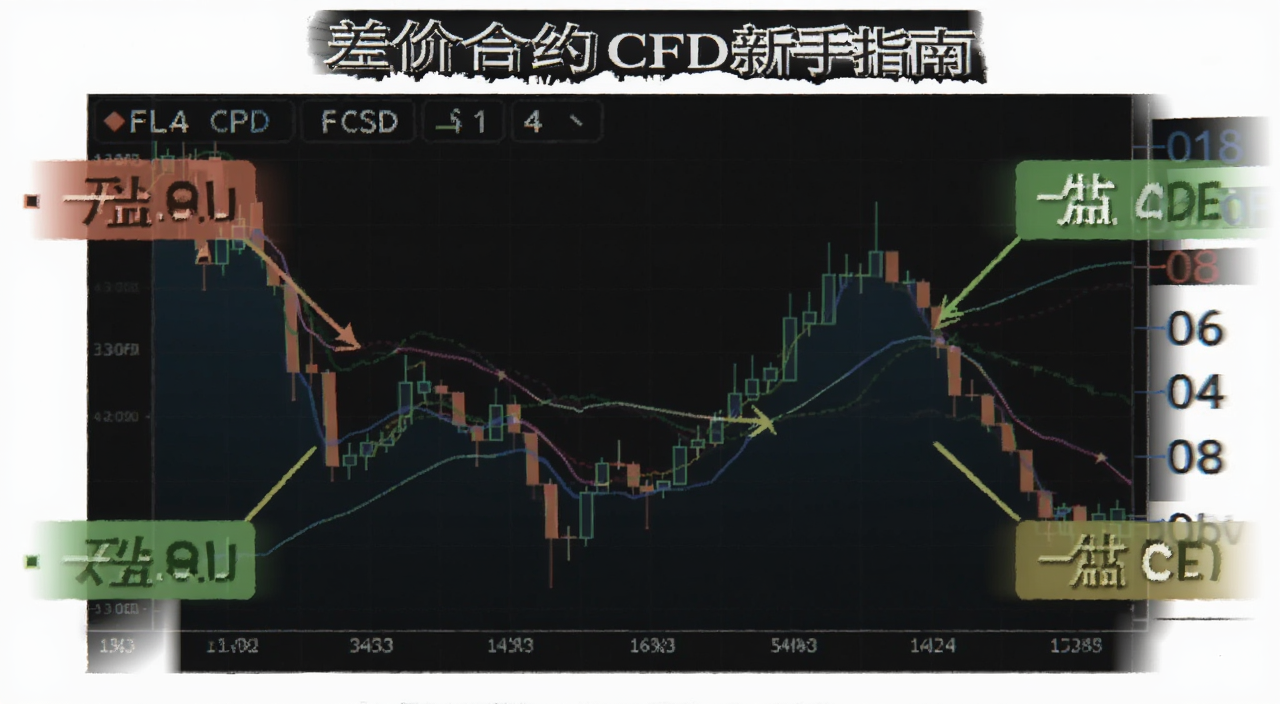 差价合约CFD新手指南开盘收盘波动走势图,图中标注开盘收盘四个字