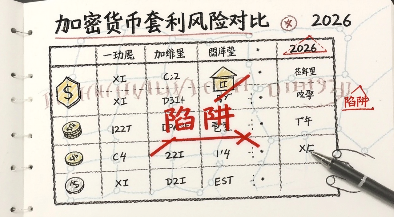 加密货币套利风险对比表 2026 手绘表格 文字标注“陷阱”