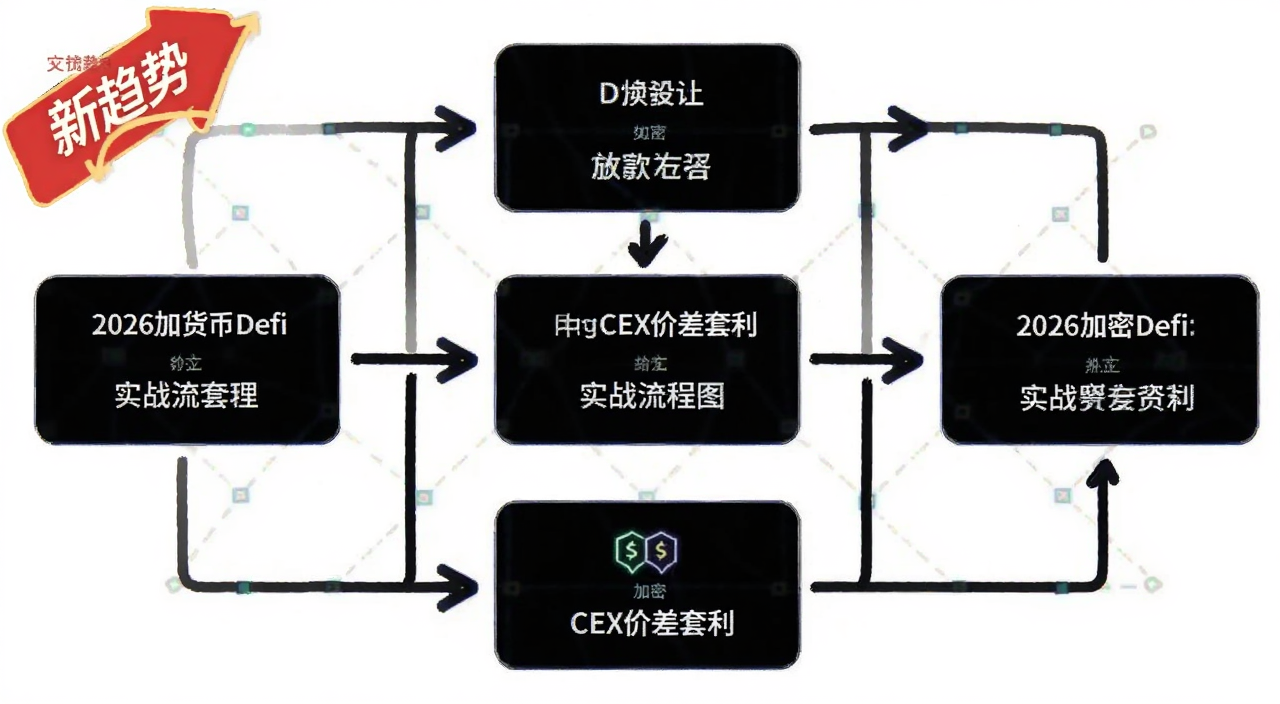 2026加密货币Defi与CEX价差套利 实战流程图 文字标注“新趋势”