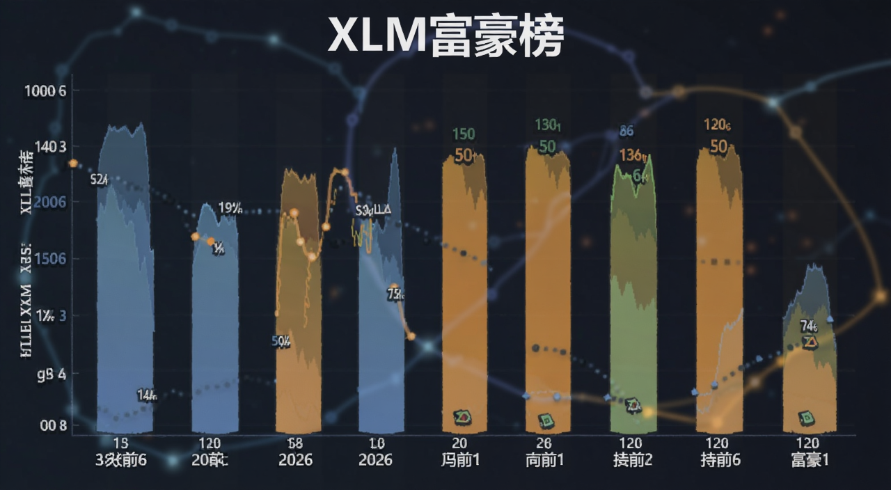 Stellar XLM 2026年前120名持有者富豪榜数据分布图,文字标注“XLM富豪榜”