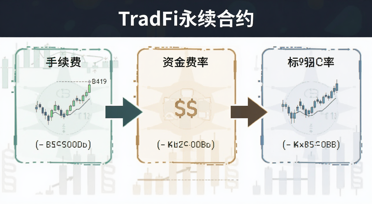 TradFi������Լ�������ʽ����ʾ��ͼ,����չʾ�����ѡ��ʽ���ʡ���Ǽ۸�����ģ��,�ü�ͷ����,�����Ϣͼ���,���ֱ�ע��TradFi������Լ��
