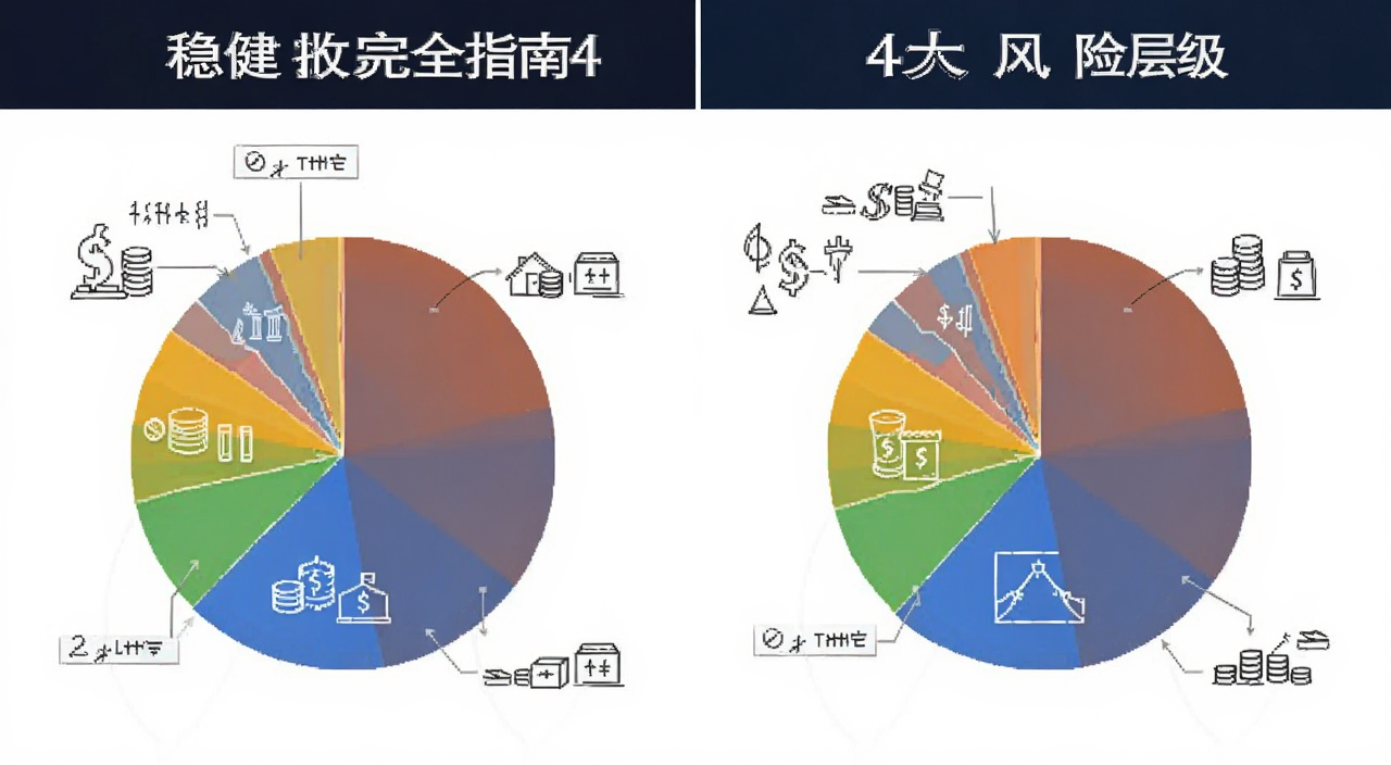 稳健收益完全指南 4大风险层级 资产配置比例 饼状图 文字标注