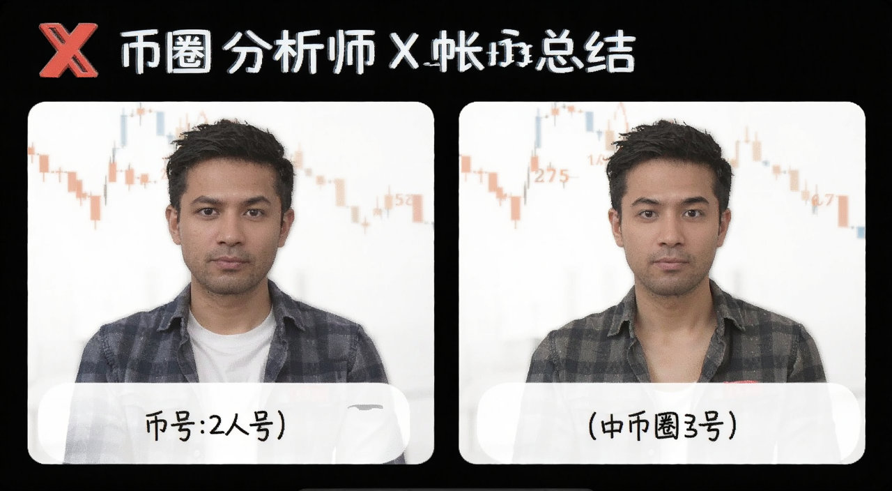 币圈分析师看X帐号总结图,关键词币圈分析师,文字用号来注明