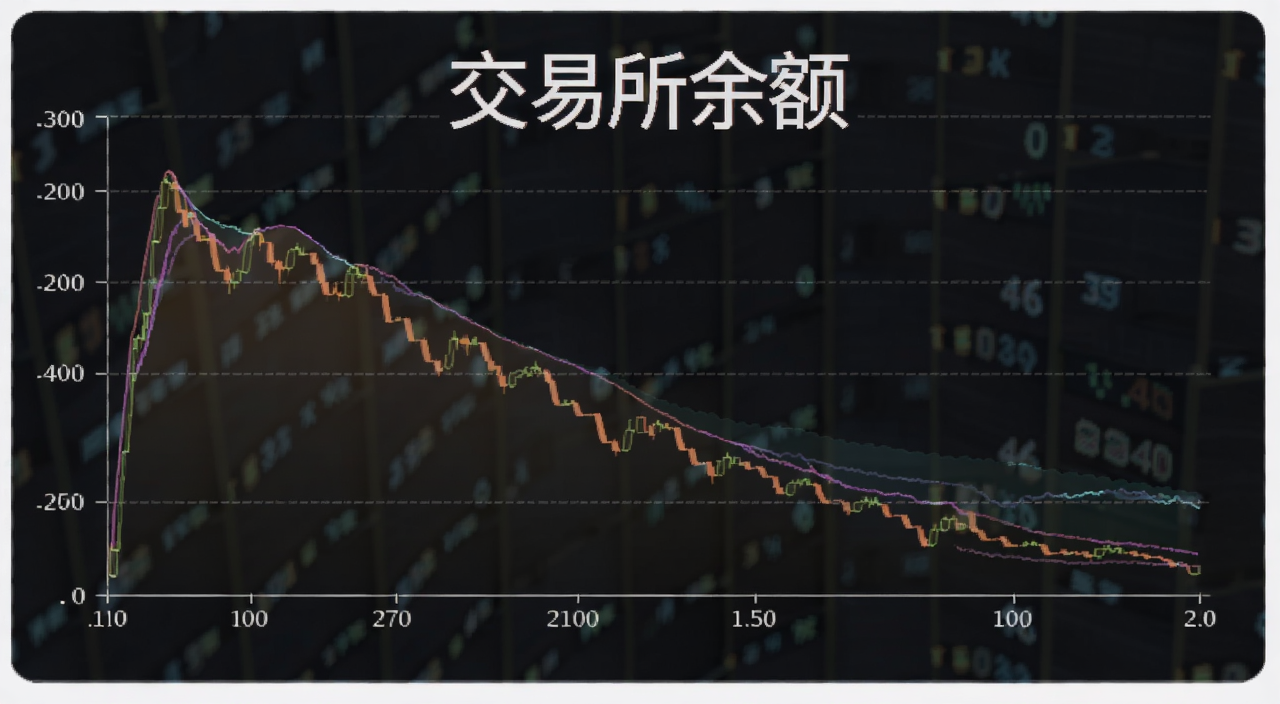 加密货币交易所余额变化曲线示意图,文字写“交易所余额”