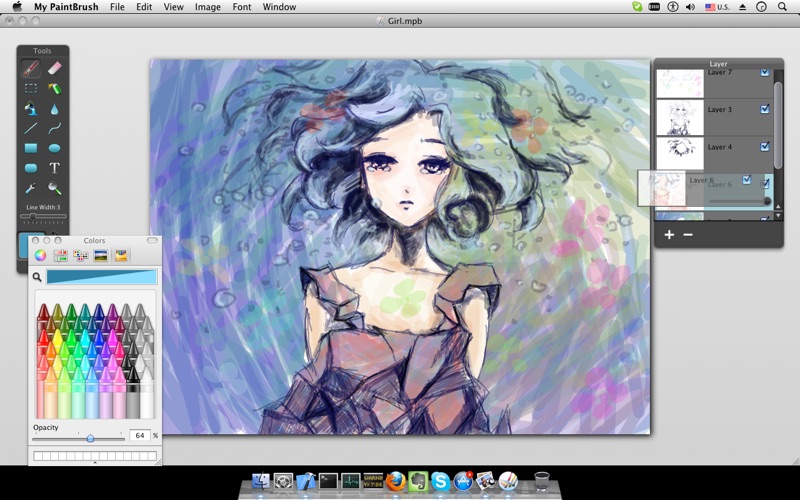 MyBrushes for Mac(Mac绘画软件)图层管理与快捷键操作示意