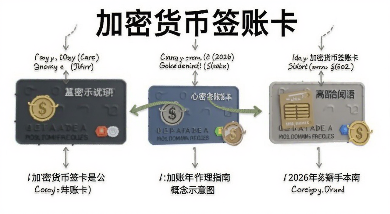 加密货币签帐卡是什么 签帐卡运作原理与2026年新手指南 概念示意图 文字标注“加密货币签帐卡”