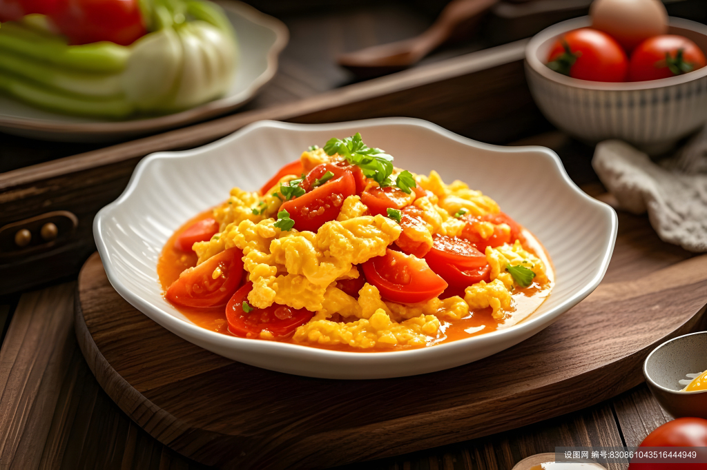 小帮菜蒜蓉青菜与番茄炒蛋成品图