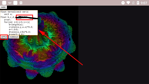 毒蘑菇性能测试手机软件(volumeshader) 手机跑分界面实拍图 用于概括全文内容