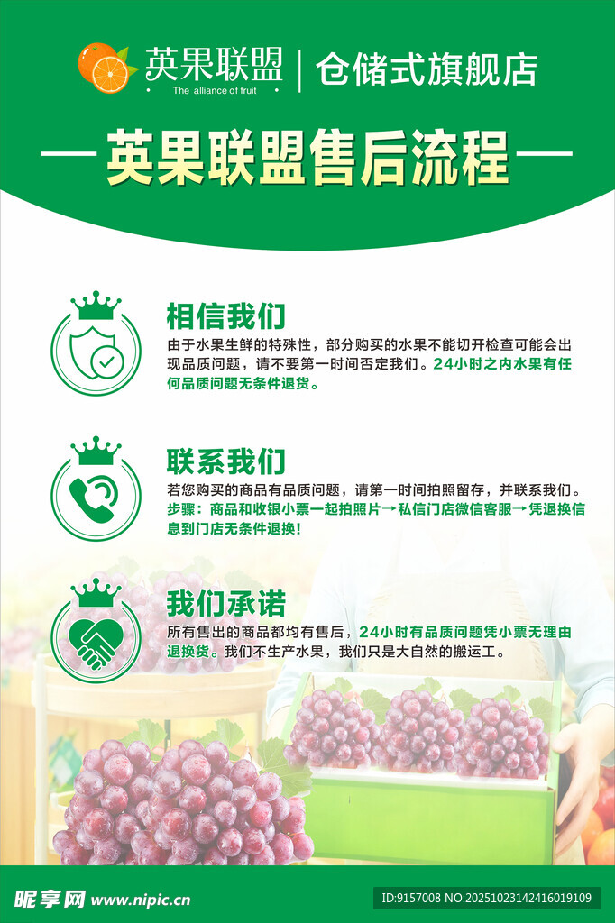 善果优选水果售后坏果包赔处理流程截图