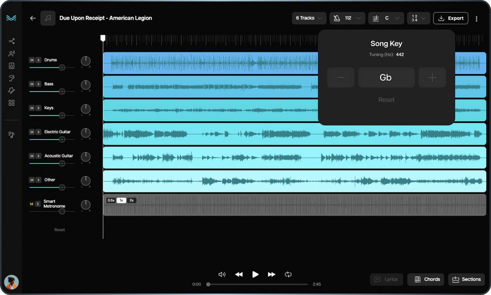 简鹿人声分离Mac版 AI音视频人声伴奏提取工具 人声与伴奏分离效果对比界面
