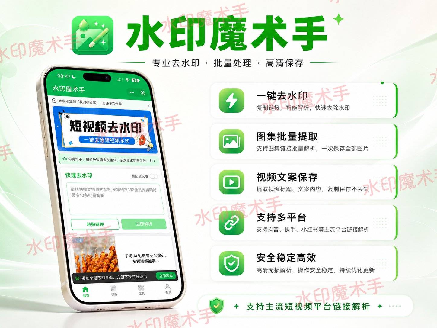 精灵去水印 多场景使用展示