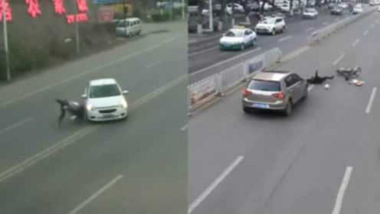 马路飞人街头惊现瞬间视频实拍画面合集