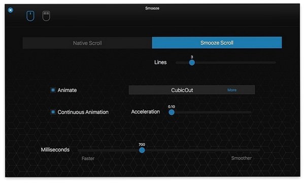 Smooze Pro Mac版 Mac鼠标滚轮平滑滚动增强工具截图2