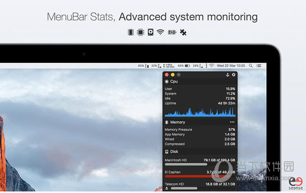MenuBar Stats Mac版 菜单栏硬件状态监控工具 整体界面展示