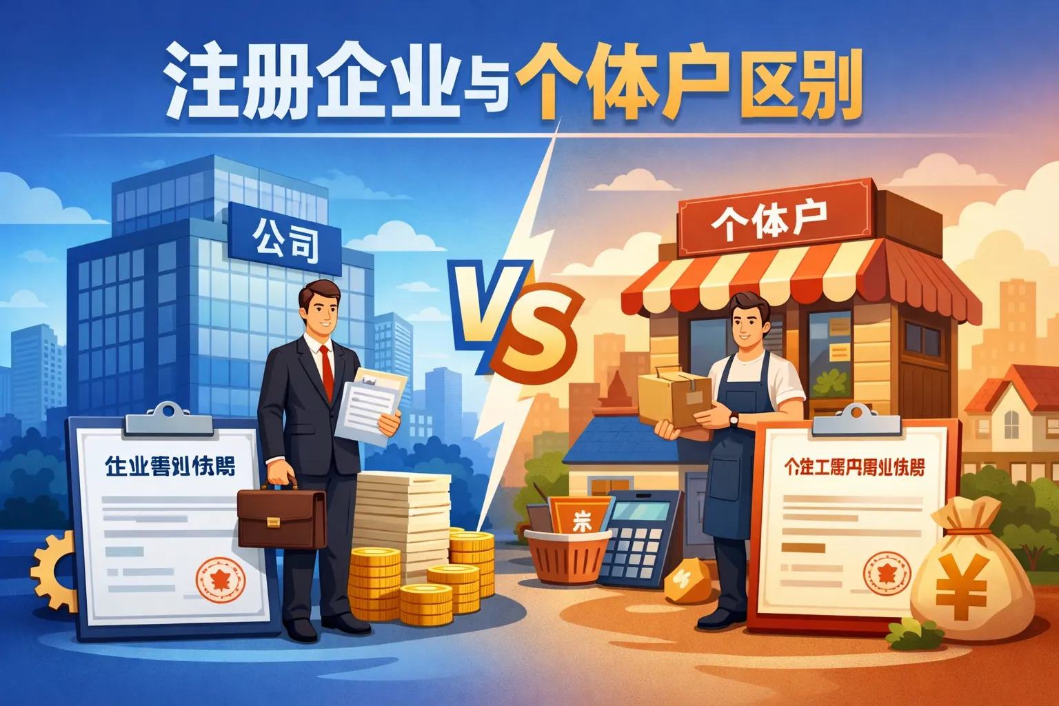 赣企通个体户与企业注册区别界面