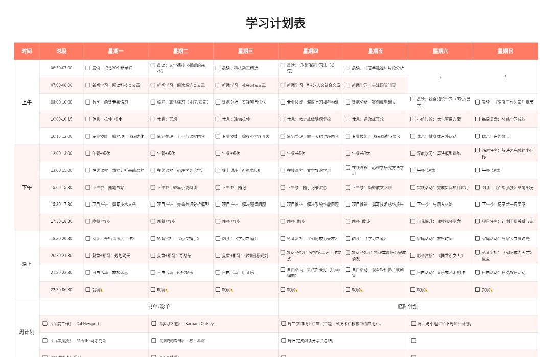 文言文笔记滚动复习计划表实拍图