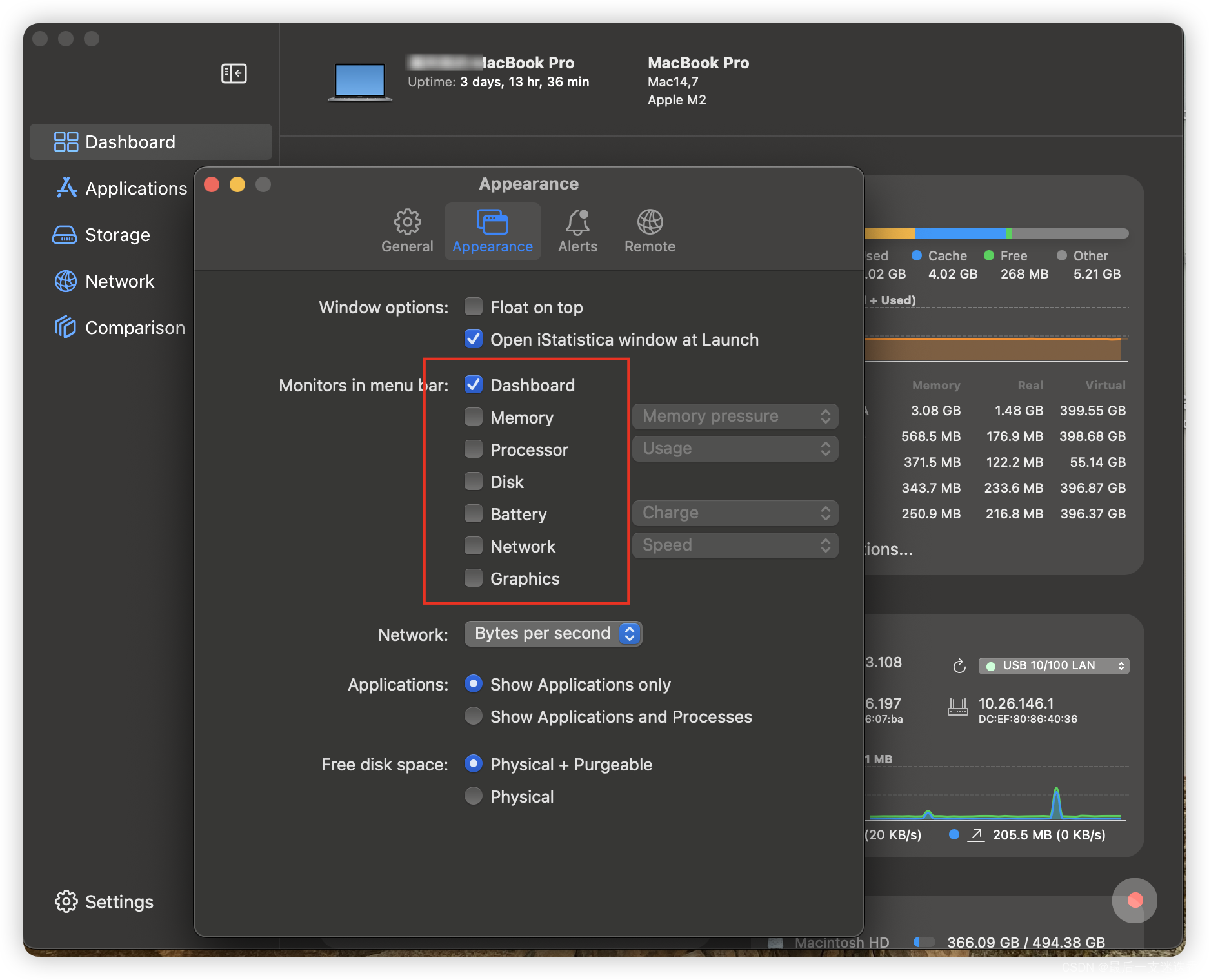 MenuBar Stats Mac版 菜单栏硬件状态监控工具 温度报警设置和菜单栏图标
