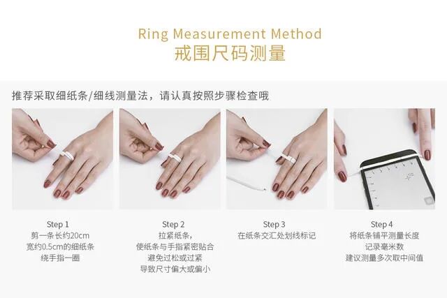 ATHA RING戒指尺码测量与日常保养示意图
