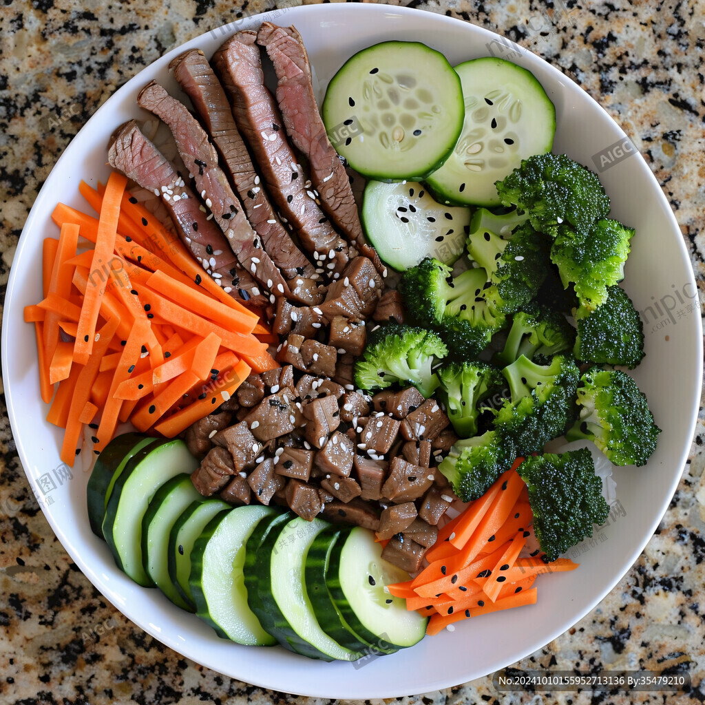 轻食记牛肉时蔬拌饭减脂餐成品图