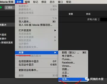 iMovie for Mac导出视频参数设置界面